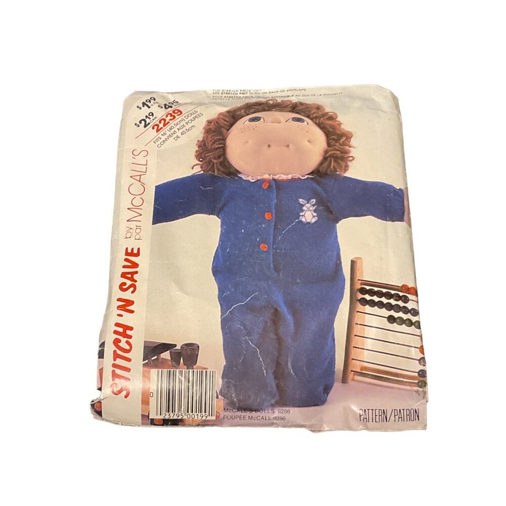 McCalls Stitch N Save 2239 Doll Clothes Sewing Pattern